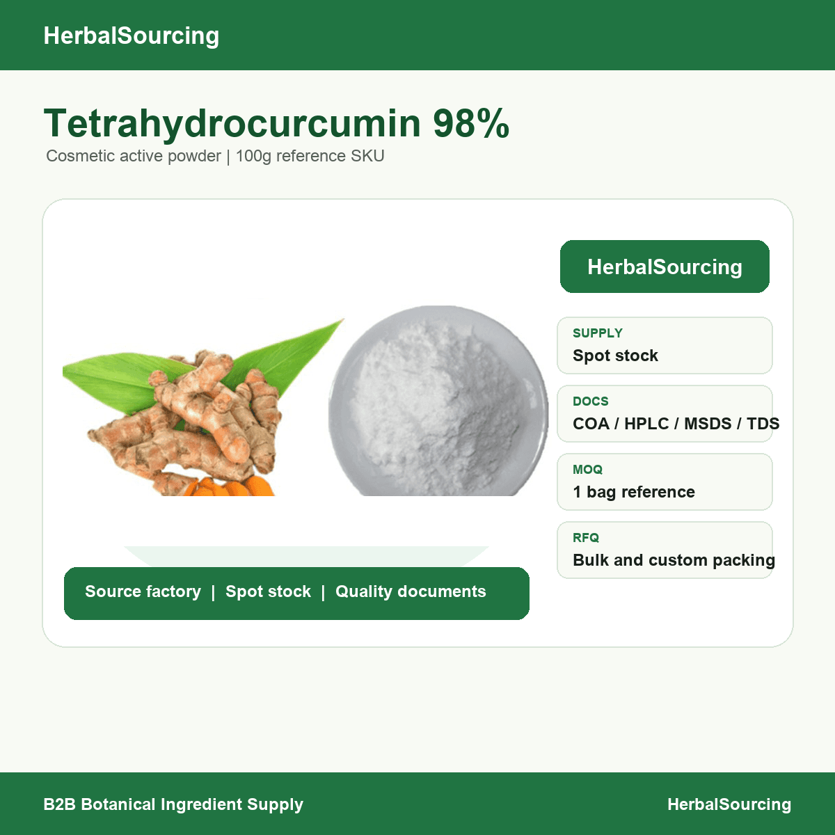 Tetrahydrocurcumin 98% specification reference