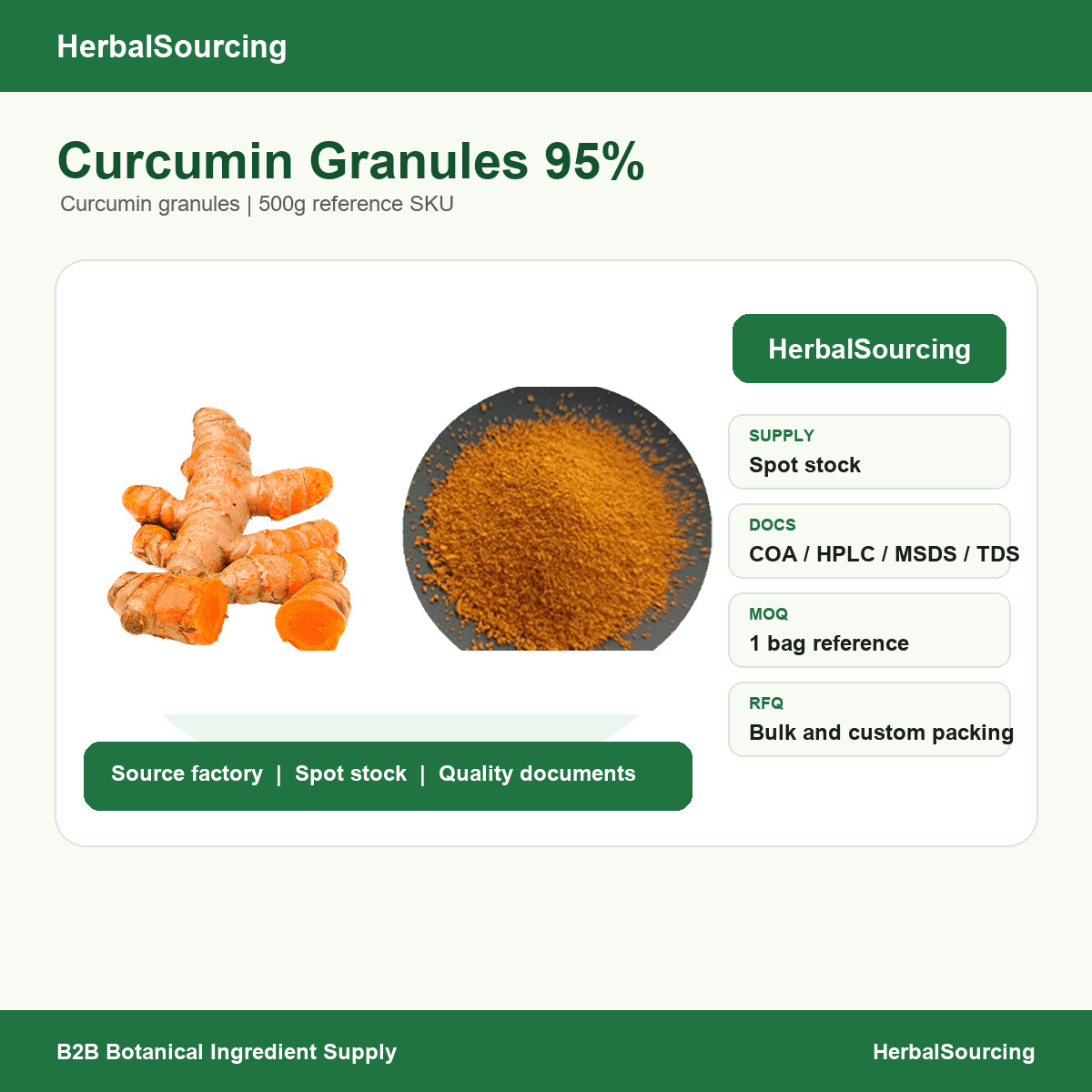 Curcumin Granules 95% specification reference