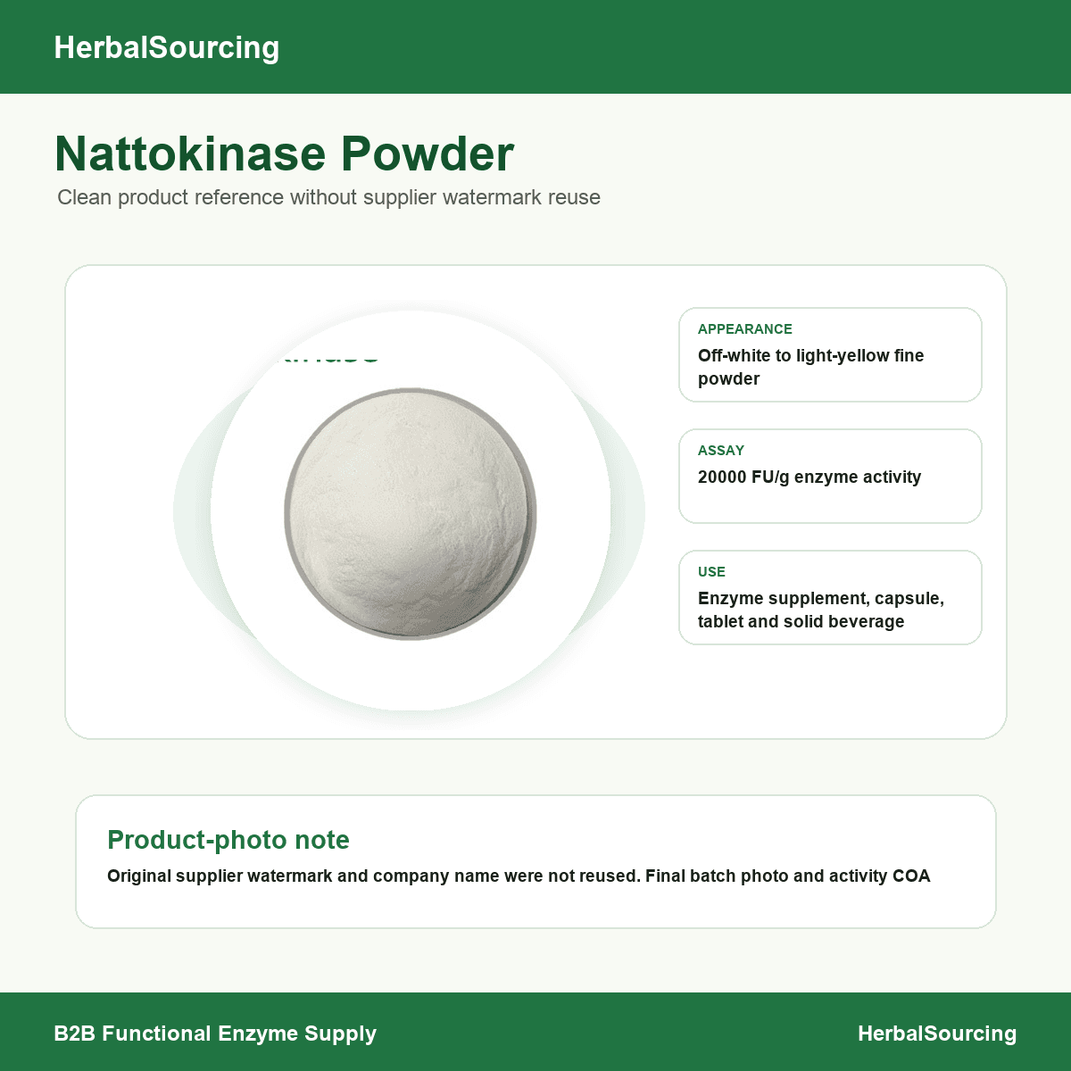 Nattokinase 10000 FU/g by RFQ specification reference