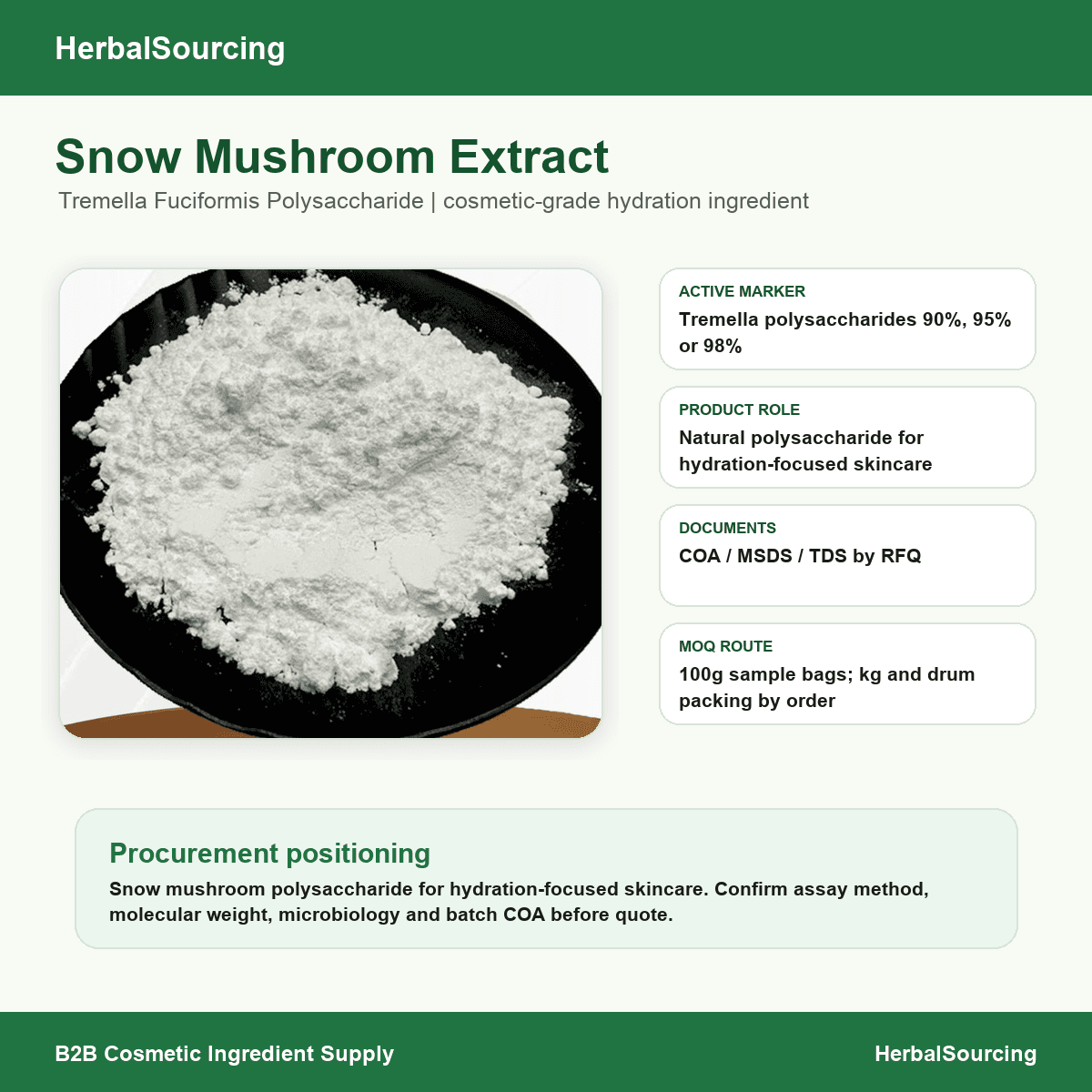 Tremella Fuciformis Polysaccharide / Snow Mushroom Extract product reference