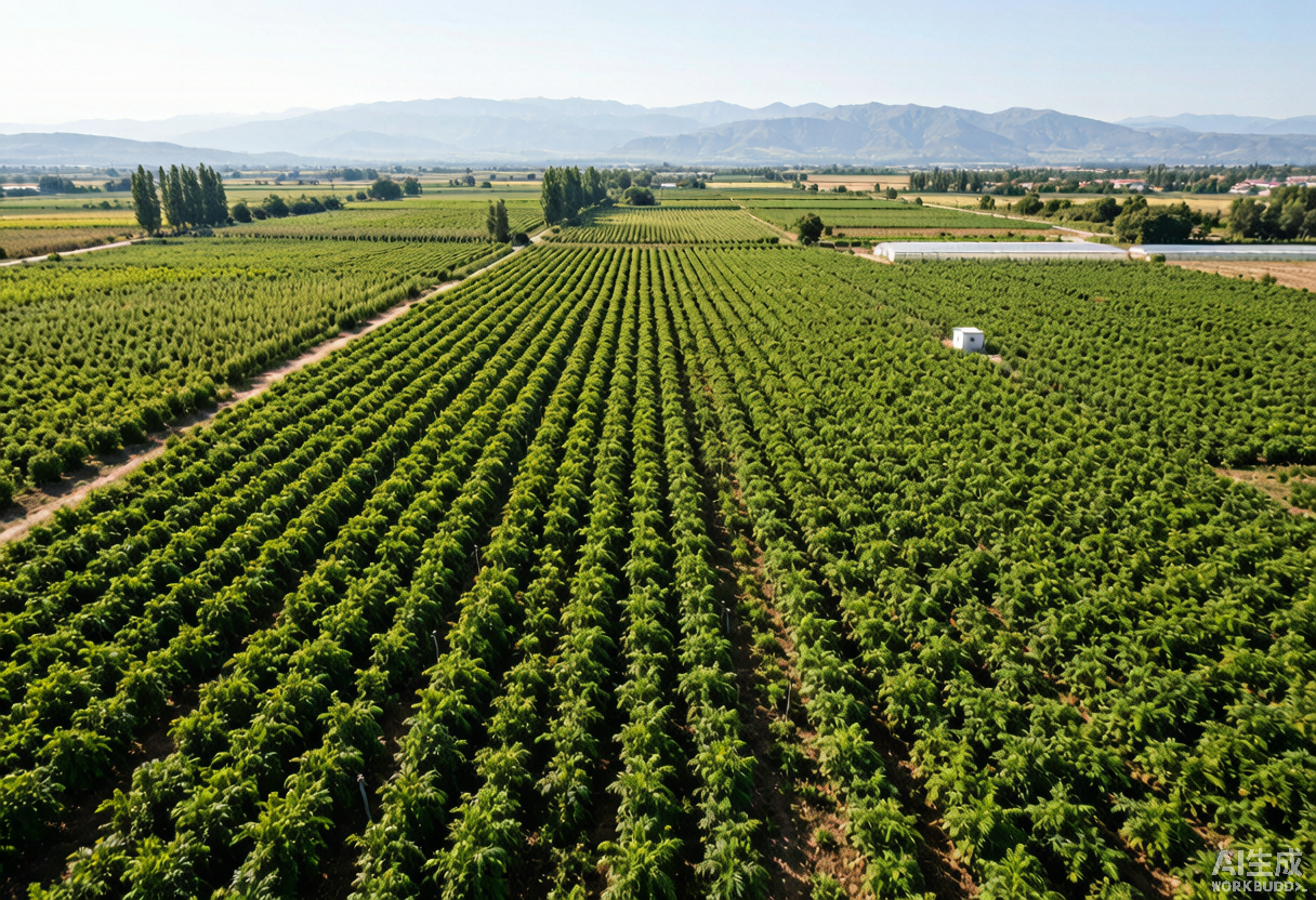 Botanical farmland under cultivation — raw material origin for extracts