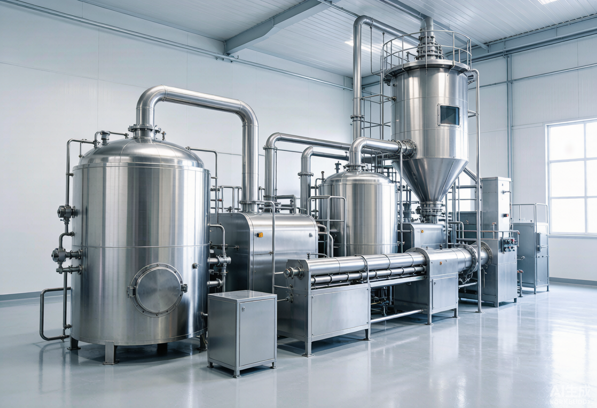 Botanical extract manufacturing facility with stainless steel extraction and drying equipment