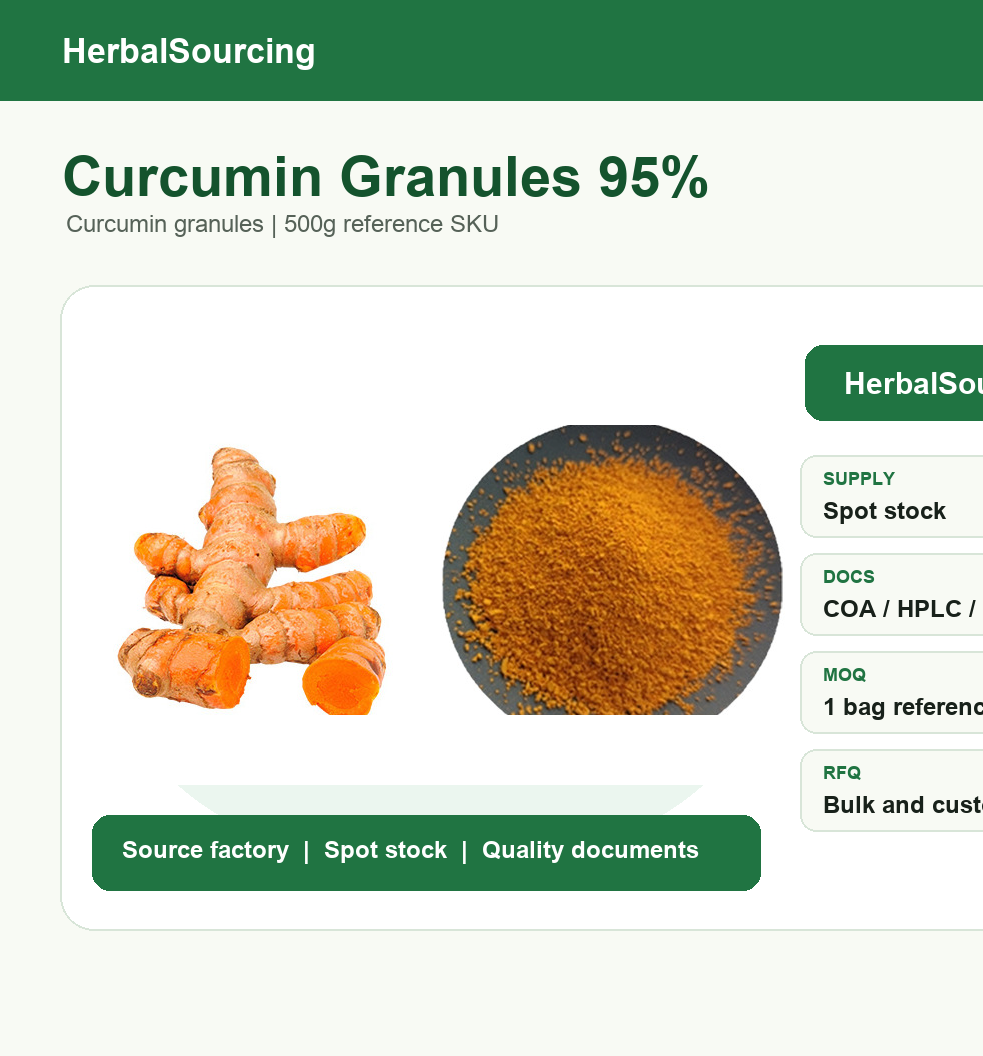 Curcumin granules 95 percent 500g reference SKU