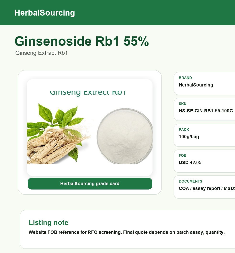 Ginsenoside Rb1 55% 100g reference price card