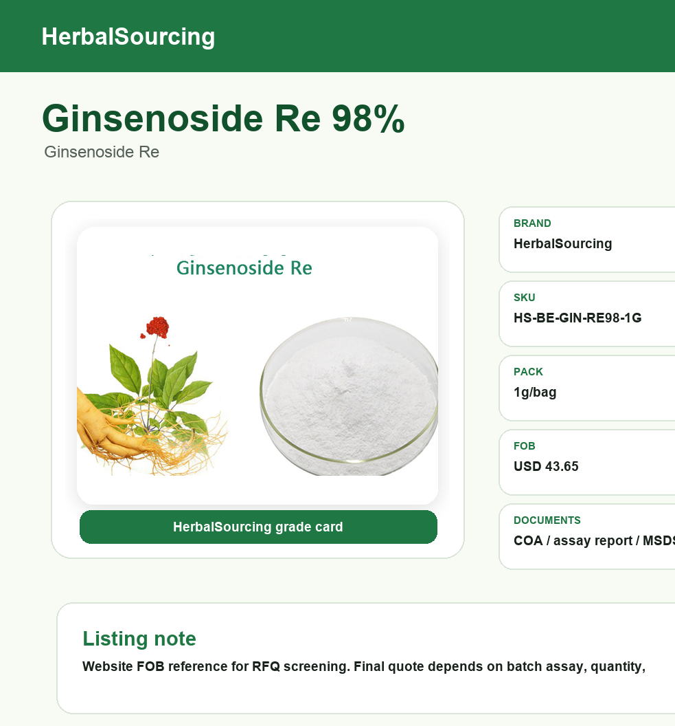 Ginsenoside Re 98% 1g reference price card