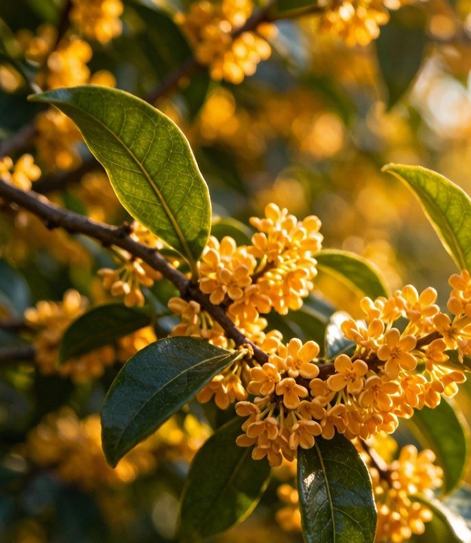 Osmanthus (Guihua) orchard in full golden bloom, Xianning, Hubei