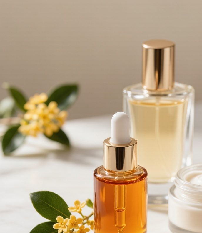 Osmanthus in skincare, serum and perfume