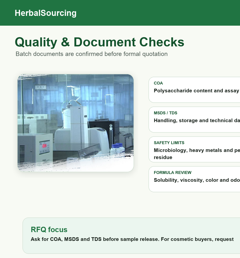 Tremella polysaccharide quality document checks